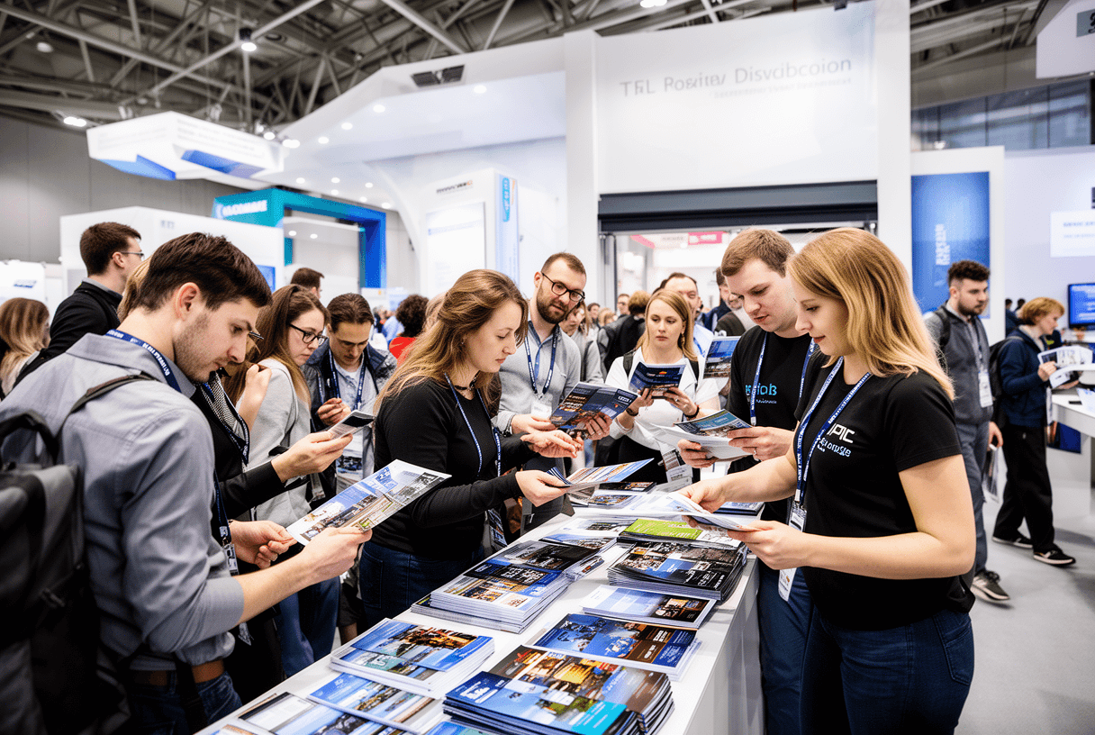 Distribution de brochures publicitaires aux visiteurs